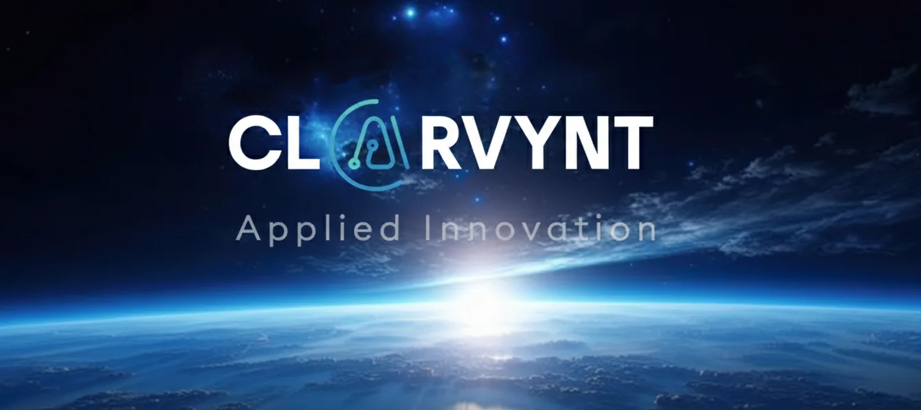 Clairvynt logo over Earth.